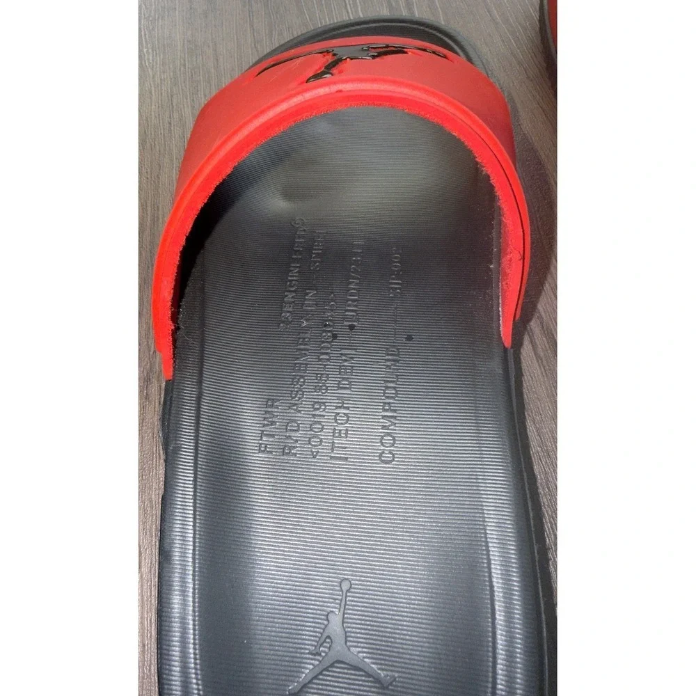 Jordan Play Slides Mens Red Black Athletic Sandals Jumpman Size 8
